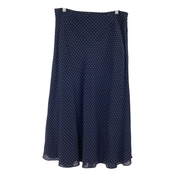 j.g. hook Dresses & Skirts - J.G. Hook Navy & Green Polka Dot A-Line Midi Skirt Womens Size 16 Silk Blend